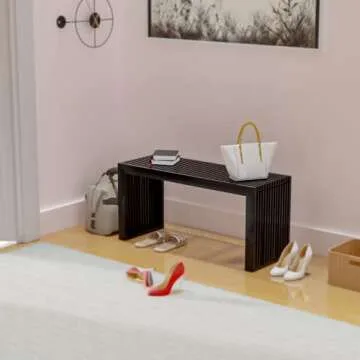 APRTAT Bamboo Dining Bench, 35 inch Farmhouse Decor Indoor Kitchen Table Bench, Entryway Shoe Rack Bench, Outdoor Bench, Solid Bamboo Benches for Living Room, Hallway, Bedroom, Bathroom