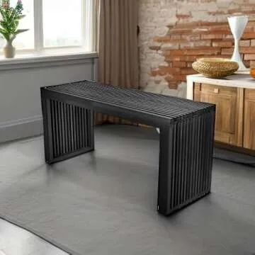 APRTAT Bamboo Dining Bench, 35 inch Farmhouse Decor Indoor Kitchen Table Bench, Entryway Shoe Rack Bench, Outdoor Bench, Solid Bamboo Benches for Living Room, Hallway, Bedroom, Bathroom