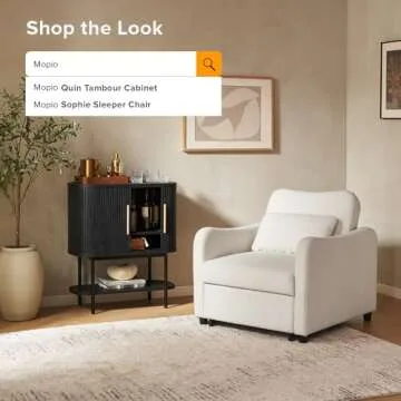 mopio Quin Storage Cabinet, Tambour Fluted Entryway Accent Sofa Tables, Buffet Sideboard with Doors & Shelves, Pantry Coffee Wine Bar Cabinet, Wood Console Table, Mid Century Modern (Black)