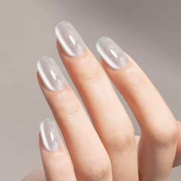 MAYCHAO 15ML Silk Silver Cat Eye Gel Nail Polish 1Pc Moonlight Silver Gel Polish with Magnet Soak off Holographic Magnetic Nail Polish for Nail Art Manicure Salon DIY at Home, 0.5 OZ