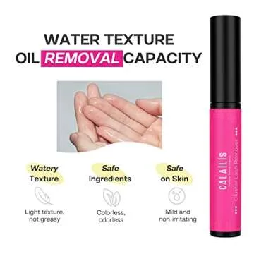 CALAILIS Lash Glue Remover, Eyelash Remover for Lash Extensions Lash Adhesive Remover Eyelash Glue Remover for False Eyelashes, Gentle Soothing Non-Irritating Eye Cleanser, Oil, 5g