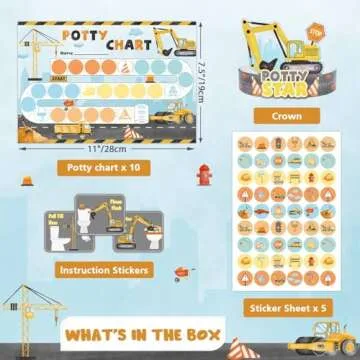 WERNNSAI Potty Training Chart - Construction Toilet Training Reward Chart with 270 Potty Training St...