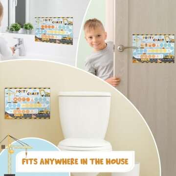 WERNNSAI Potty Training Chart - Construction Toilet Training Reward Chart with 270 Potty Training Stickers Crown Sticker Chart for Girls Toddler Kids Potty Training for Ideal Gift Birthday