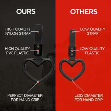 Kei Project JDM Tsurikawa Ring Japanese Subway Train Bus Handle Hand Strap Drift Charm Bosozoku (Heart: Black)