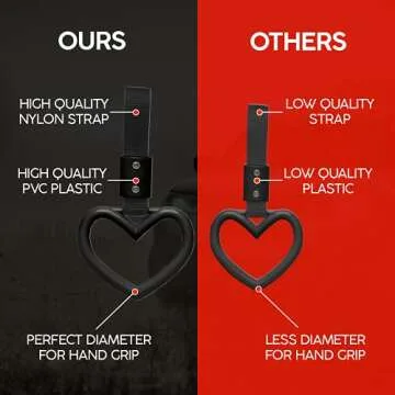 Kei Project JDM Tsurikawa Ring Japanese Subway Train Bus Handle Hand Strap Drift Charm Bosozoku (Heart: Black)