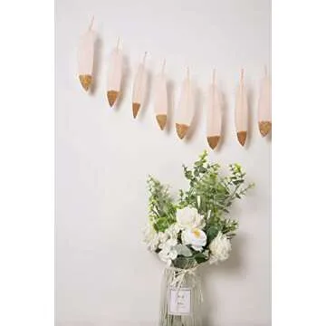 LOVENJOY 15pcs Feather Decoration Garlands Gold Glitter Dipped for Room Teepee Decor, Wedding Nursery Baby Shower
