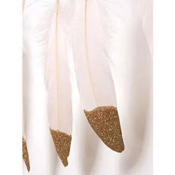 LOVENJOY 15pcs Feather Decoration Garlands Gold Glitter Dipped for Room Teepee Decor, Wedding Nursery Baby Shower