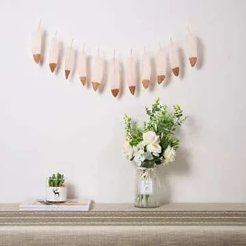 LOVENJOY 15pcs Feather Decoration Garlands Gold Glitter Dipped for Room Teepee Decor, Wedding Nursery Baby Shower