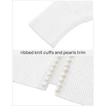 Elegant Pearl Trim Cardigan Sweater for Women