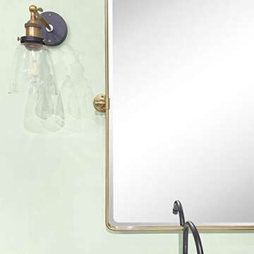 Stylish TEHOME Pivoting Gold Bathroom Mirror 27x35