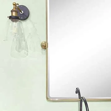 Stylish TEHOME Pivoting Gold Bathroom Mirror 27x35