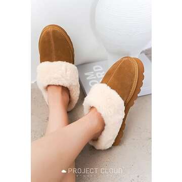 Project Cloud Women's Genuine Suede Slippers for Comfort
