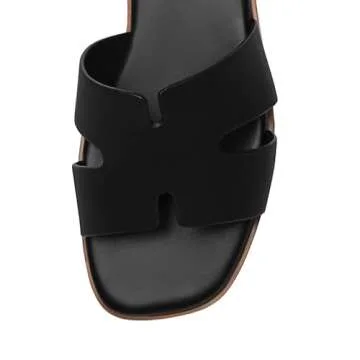 Rihero Women’s Black Flat Sandals for Stylish Summer Comfort