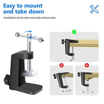 Neewer Heavy-duty Metal Table Mounting Clamp for Microphone Suspension Boom Scissor Arm Stand Holder with Adjustable Positioning Screw, Fits up to 1.77"/4.5cm Desktop Thickness--Black (2 Pack)