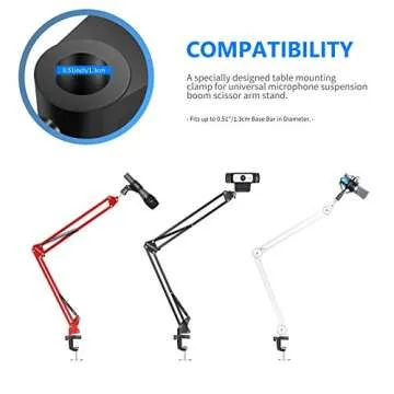 Neewer Heavy-duty Metal Table Mounting Clamp for Microphone Suspension Boom Scissor Arm Stand Holder with Adjustable Positioning Screw, Fits up to 1.77"/4.5cm Desktop Thickness--Black (2 Pack)
