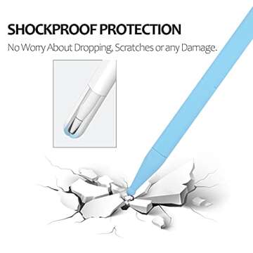 KELIFANG Silicone Case for Apple Pencil Pro 2024 & Apple Pencil 2nd Generation, Protective Skin Sleeve Cover Holder Grip and Tip Cap Accessories Compatible with iPad Pro 11 12.9 13 inch, Sky Blue