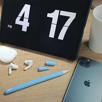 KELIFANG Silicone Case for Apple Pencil Pro 2024 & Apple Pencil 2nd Generation, Protective Skin Sleeve Cover Holder Grip and Tip Cap Accessories Compatible with iPad Pro 11 12.9 13 inch, Sky Blue