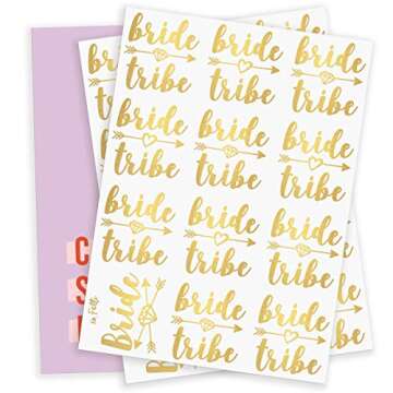 xo, Fetti 24 Bride Tribe Metallic Tattoos - Gold | Bachelorette Party Decorations, Bridesmaid Gift + Bride To Be Favor