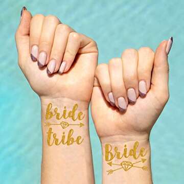 xo, Fetti 24 Bride Tribe Metallic Tattoos - Gold | Bachelorette Party Decorations, Bridesmaid Gift + Bride To Be Favor