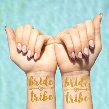 xo, Fetti 24 Bride Tribe Metallic Tattoos - Gold | Bachelorette Party Decorations, Bridesmaid Gift + Bride To Be Favor