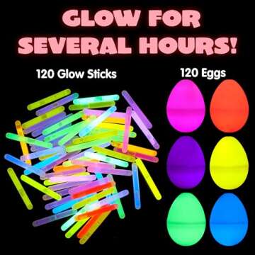 JOYIN 35 Pcs Easter Eggs with 35 Mini Glow Sticks for Kids Glow-In-The-Dark Basket Stuffers Fillers Gift, Easter Egg Hunt Game Party Favors Decorations Supplies, Classroom Prizes