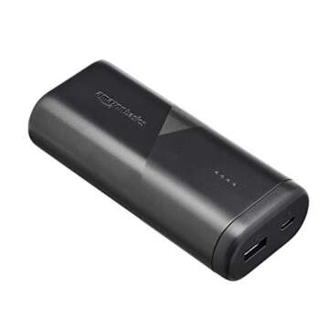 Amazon Basics Ultra-Portable Charger Power Bank Battery, USB-A, 10000mAh, Black