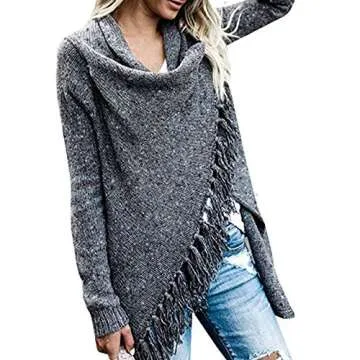 Stylish CEASIKERY Women's Tassel Hem Winter Sweater
