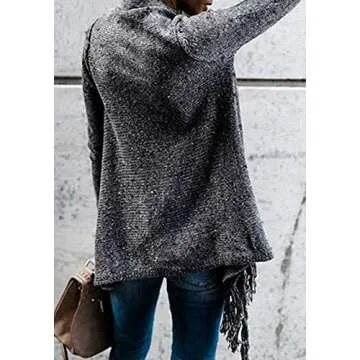 Stylish CEASIKERY Women's Tassel Hem Winter Sweater