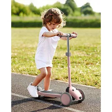 MOUNTALK Kids 3-Wheel Scooter with Light-Up Wheels Pink
