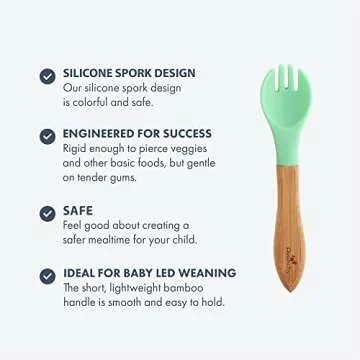 Avanchy Baby Fork Set, Bamboo and Silicone Spork Utensils, Toddler Baby Led Weaning Silverware Cutlery Flatware, Kids First Self Feeding