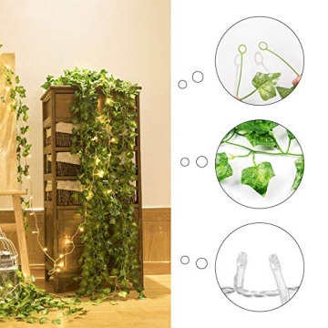 COOLUCK 84Ft Ivy Plants with LED String Light for Decor