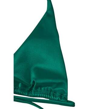 SOLY HUX Women's Metallic Halter Top Two Piece Swimsuit Tie Side Triangle Bikini Dark Green M