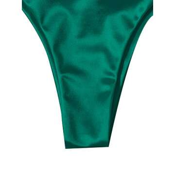 SOLY HUX Women's Metallic Halter Top Two Piece Swimsuit Tie Side Triangle Bikini Dark Green M