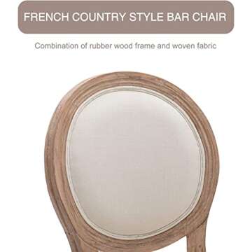 Virabit Counter Height Chairs Set of 4, French Country Bar Stools with Solid Wood Frame and Upholstered Seating, 26 Inch Bar Stools