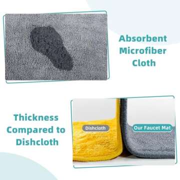 PoYang 2 Pack Faucet Mat for Kitchen Sink Splash Guard Long: Super Absorbent Microfiber Sink Water Splash Guard Behind Kitchen Faucet Mat for Bathroom, RV Protector, Machine Washable 24'' x 5.1''