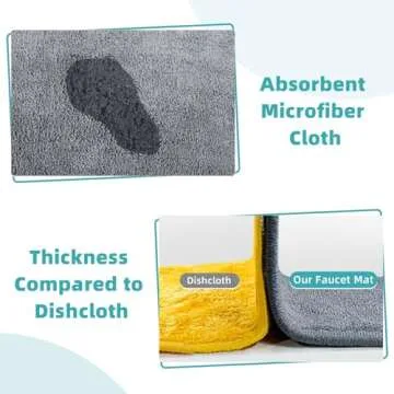 PoYang 2 Pack Faucet Mat for Kitchen Sink Splash Guard Long: Super Absorbent Microfiber Sink Water Splash Guard Behind Kitchen Faucet Mat for Bathroom, RV Protector, Machine Washable 24'' x 5.1''