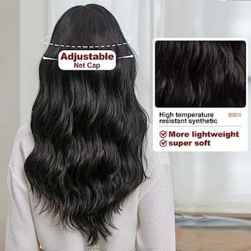 Stylish EMMOR Black Long Curly Wig for Women