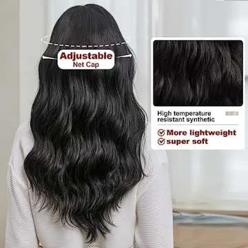 Stylish EMMOR Black Long Curly Wig for Women