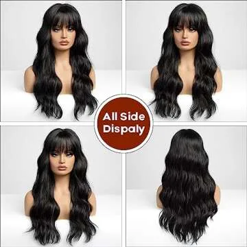 Stylish EMMOR Black Long Curly Wig for Women