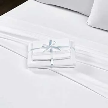 BYSURE Hotel Bed Sheets Set with 4 PCS Embroidered Pillowcases(King, Bright White), 15-inch Deep Pocket Microfiber Sheets, Super Soft Bedding Sets