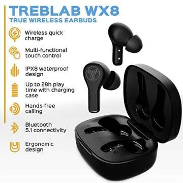 Treblab WX8 Wireless Earbuds - Premium Sound & Comfort