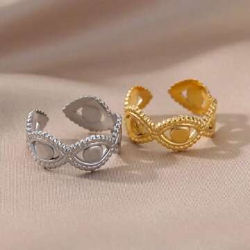 TUHYNTJTS Rings For Women Men Open Adjustable Stainless Steel Ring Trend Lucky Aesthetic Wedding Ring Jewelry Anillos VHM1400