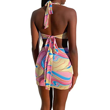 Chic Women Bodycon Halter Dress for Summer Parties