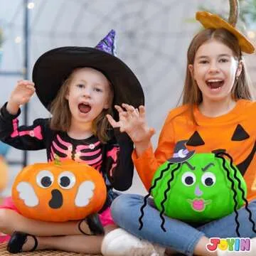 Klever Kits Halloween Pumpkin Painting Decorating Kit for Kids, Art and Craft Party Favors, Halloween Party Games Classroom Activities, DIY Coloring Set with 9 Characters Designs and Realistic Eyes