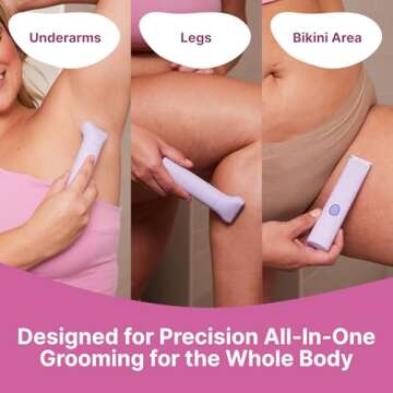HAPPY CURVES Smoothie Bikini Trimmer - Electric Razor for Women, Waterproof Hair Groomer with Adjust...