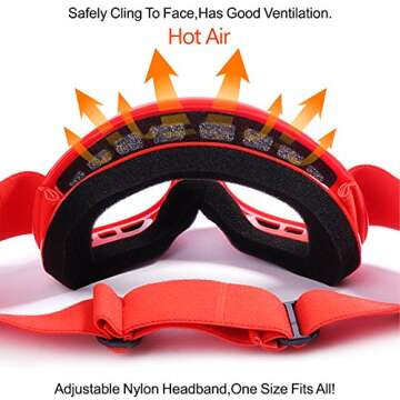 GLX YH15 Anti-Fog Impact-Resistant Kids Youth ATV Off-Road Dirt Bike Motocross Goggles for Boys & Girls (Red, one_Size)