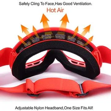 GLX YH15 Anti-Fog Impact-Resistant Kids Youth ATV Off-Road Dirt Bike Motocross Goggles for Boys & Girls (Red, one_Size)