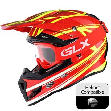GLX YH15 Anti-Fog Impact-Resistant Kids Youth ATV Off-Road Dirt Bike Motocross Goggles for Boys & Girls (Red, one_Size)