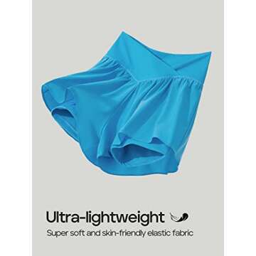 Ewedoos Blue Crossover Flowy Athletic Shorts for Women