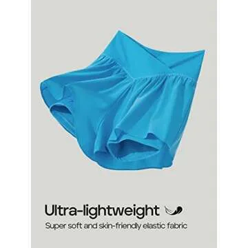 Ewedoos Blue Crossover Flowy Athletic Shorts for Women